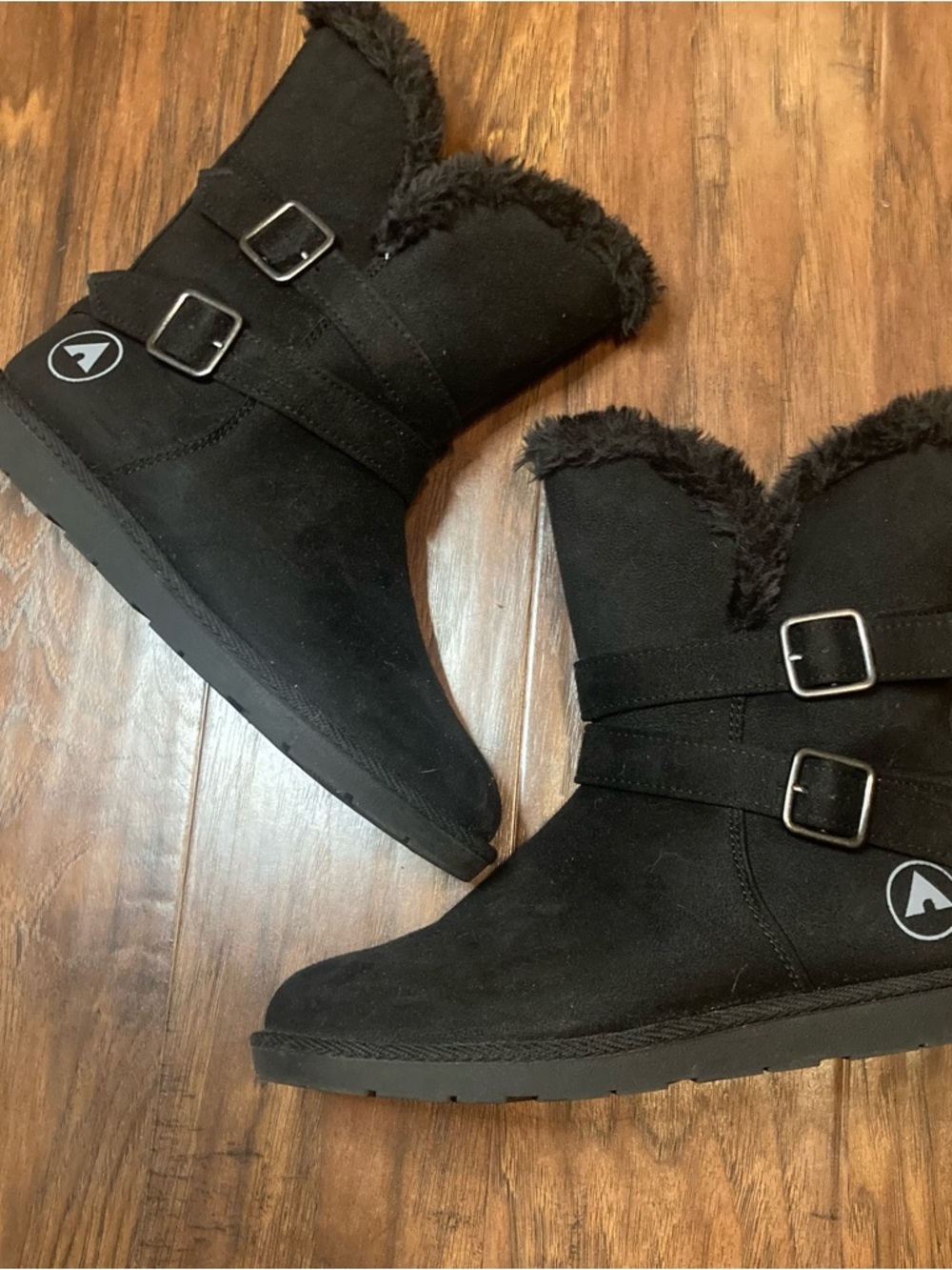 AIRWALK Women’s Size 7 Faux Fur Lined Boots Mid Calf Pull On Booties Black